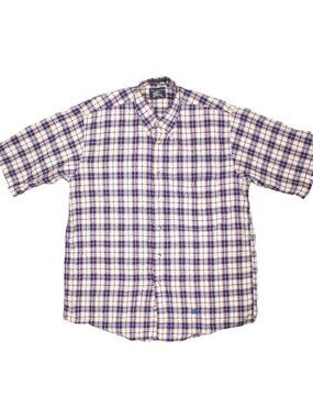 Vintage Burberry Short Sleeve Button Down Shirt USA Made Cotton Plaid Medium